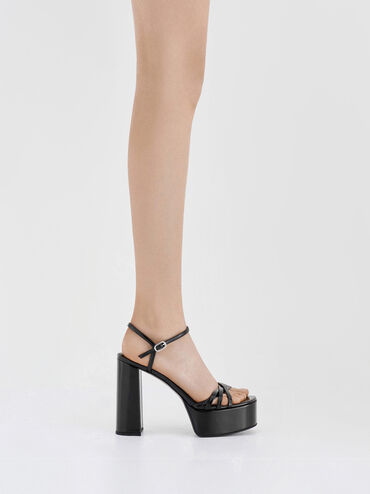 Georgina Ankle-Strap Platform Sandals, Black Boxed, hi-res