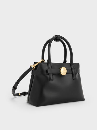 Mini Behn Belted Tote Bag, Black, hi-res