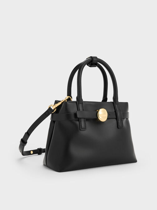 Mini Behn Belted Tote Bag, Black, hi-res