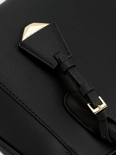 Harper Structured Top Handle Bag, Black, hi-res