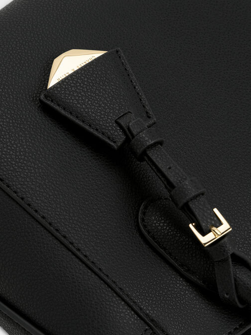 حقيبة هاربر بمقبض علوي وتصميم هندسي, أسود, hi-res