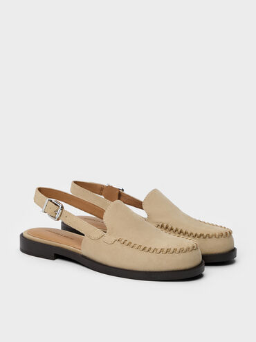 حذاء لوفر "جيل" بسير خلفي من الشامواه الصناعي, بيج, hi-res