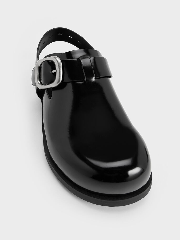 حذاء ميولز مفتوح من الخلف مزود بإبزيم, صندوق أسود, hi-res