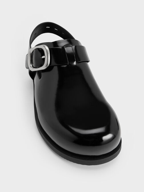 حذاء ميولز مفتوح من الخلف مزود بإبزيم, صندوق أسود, hi-res