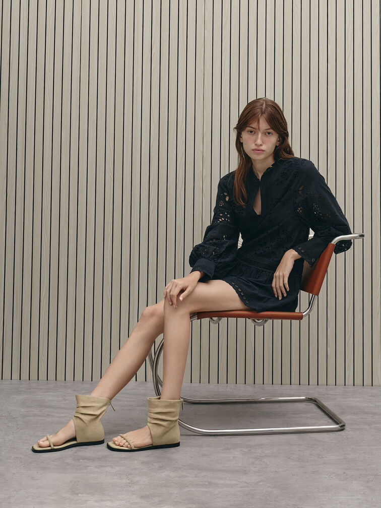 صندل بوت جوبلين مزموم من الشمواه الصناعي, بيج, hi-res