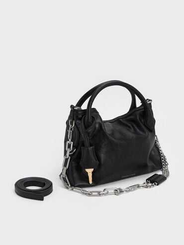Mini Delfina Chain Tote Bag, Noir, hi-res
