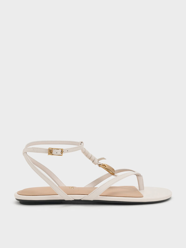 Adema Leather Strappy Thong Sandals, Chalk, hi-res