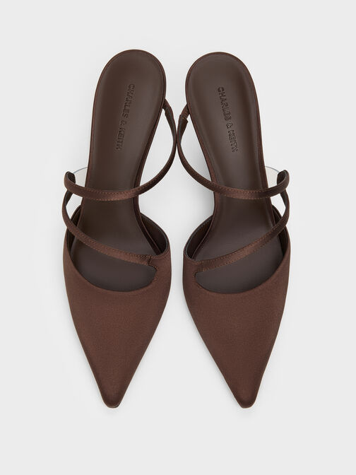 حذاء ميول ساتان أردن بمقدمة مدببة وكعب متموج, بني محبّب غامق, hi-res