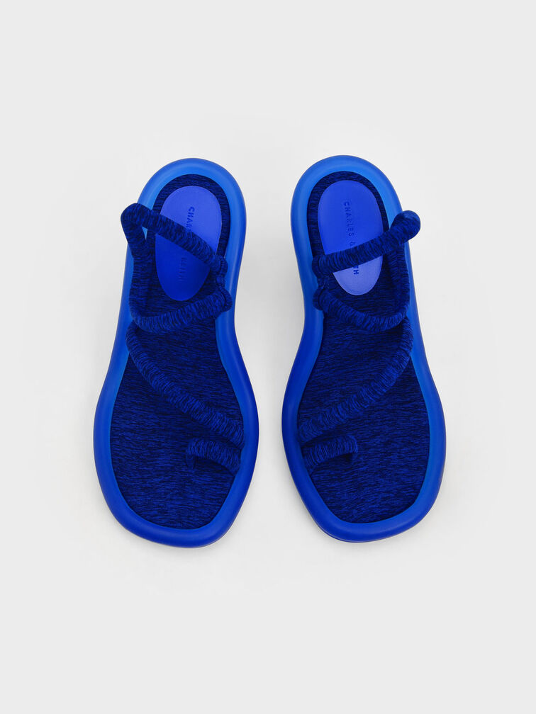 صندل إلكترا بكعب وحلقة إصبع من البوليستر المُعاد تدويره, أزرق, hi-res