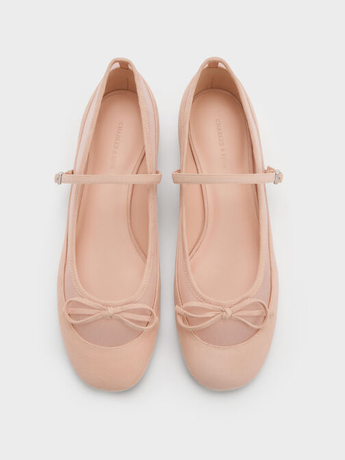 حذاء ماري جين "موليجان" من الشامواه الصناعي والشبك, وردي خجول, hi-res