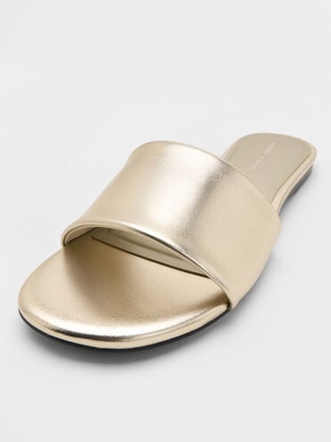 صندل مفتوح سهل الارتداء بلون معدني, ذهبي شاحب, hi-res