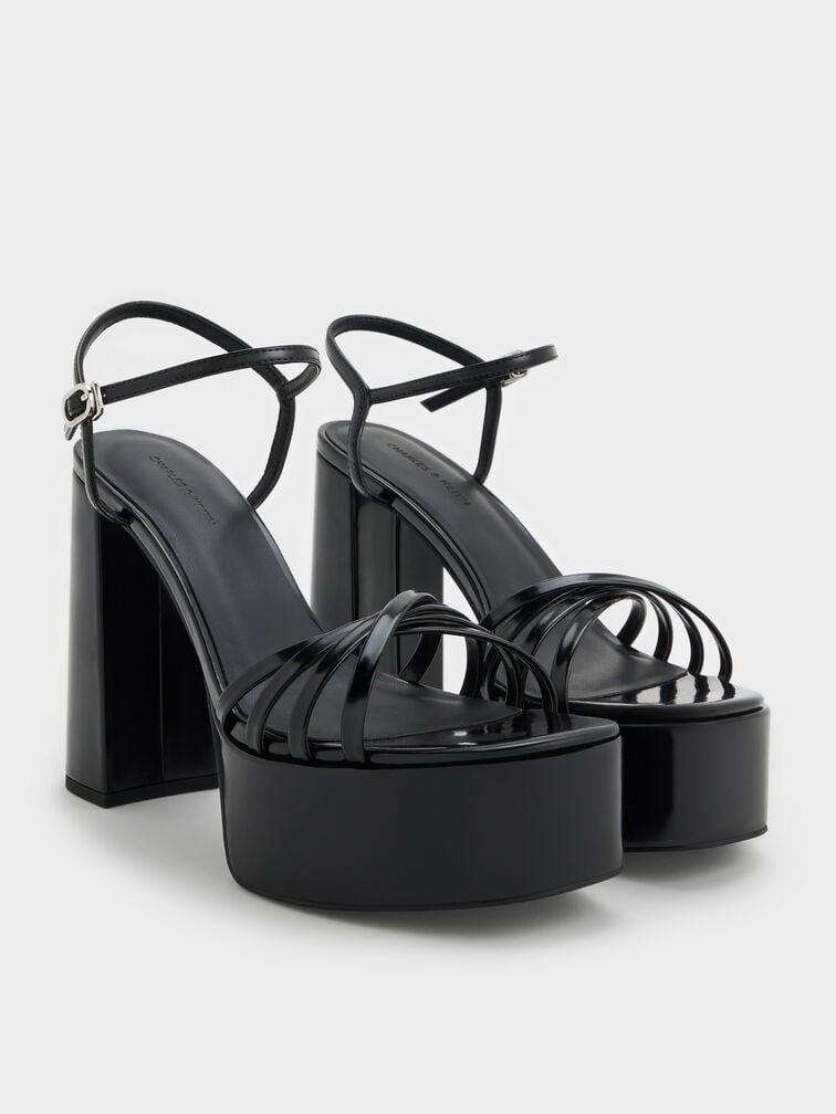Georgina Ankle-Strap Platform Sandals, Black Boxed, hi-res