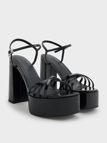 Georgina Ankle-Strap Platform Sandals, Black Boxed, hi-res