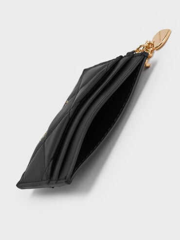 حافظة بطاقات (آرييتي) بتصميم مبطّن أنيق, أسود, hi-res