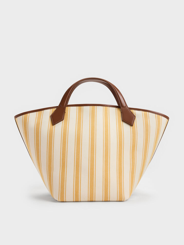 شنطة توت إيفانا كبيرة كانفاس مخططة, Butterscotch Yellow, hi-res