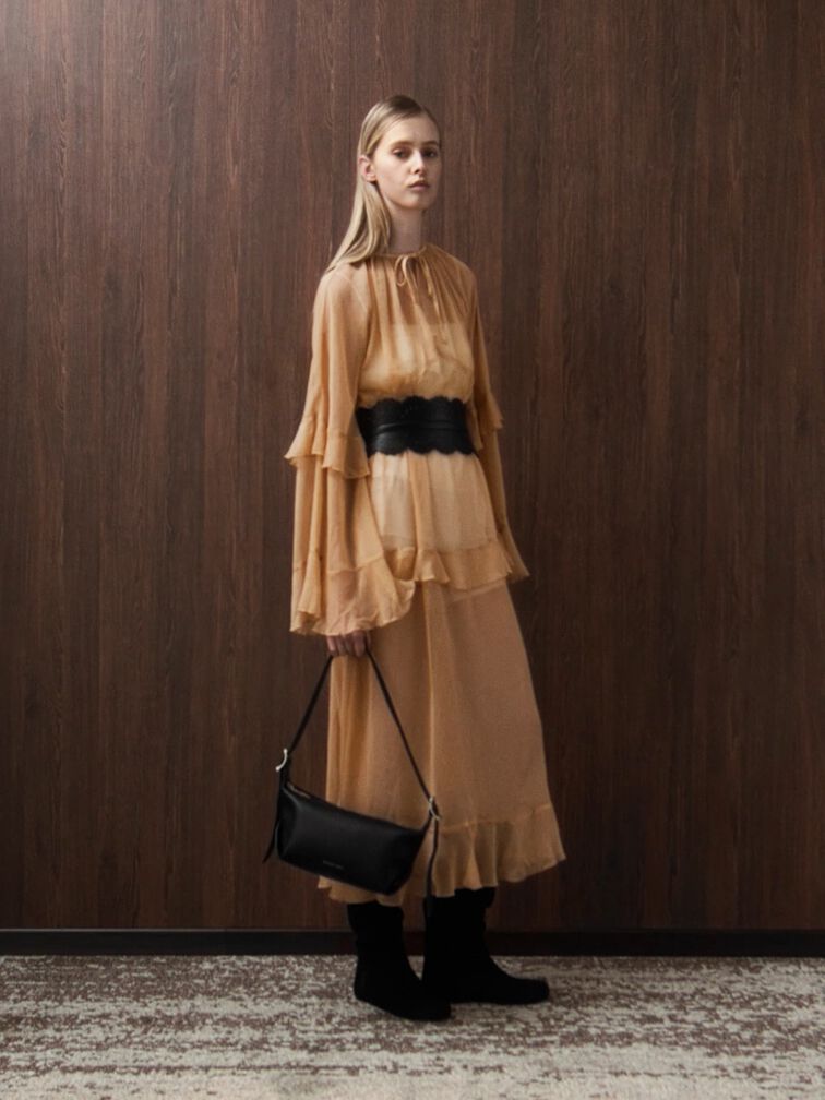 شنطة كتف لارسن بمشبك, أسود كلاسيكي, hi-res