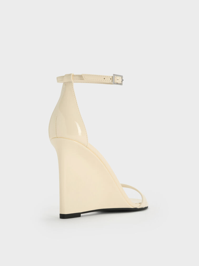 Patent Ankle-Strap Wedges, Butter, hi-res