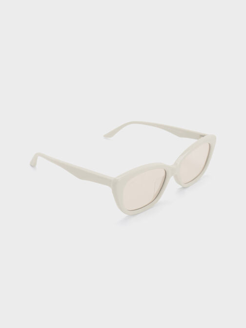 Maeva Recycled Acetate Cat-Eye Sunglasses, Chalk, hi-res