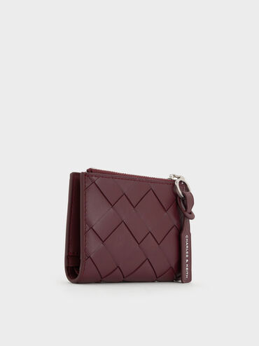 Ivette Woven Top-Zip Small Wallet, Wineberry Red, hi-res