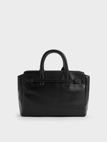 Mini Delfina Belted Tote Bag, Noir, hi-res