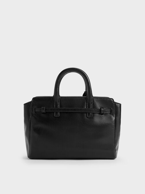 Mini Delfina Belted Tote Bag, Noir, hi-res