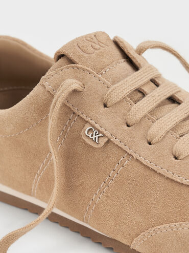 حذاء سنيكرز شامواه صناعي, بيج, hi-res