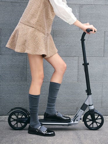 حذاء ماري جين بروج بحزام مزدوج, صندوق أسود, hi-res