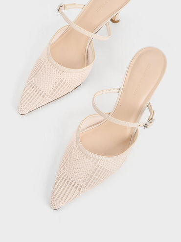 صندل مولز شبكي متشابك, كريمي, hi-res