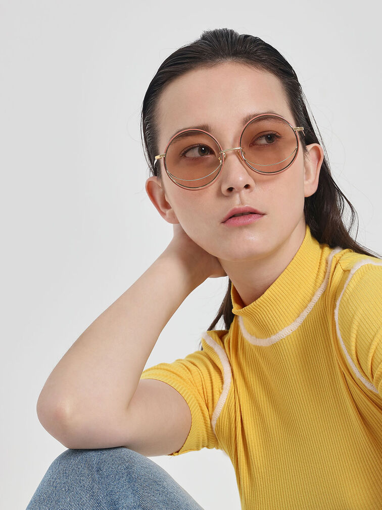 نظارات شمسية بإطار دائري, وردي, hi-res