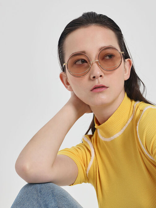 نظارات شمسية بإطار دائري, وردي, hi-res