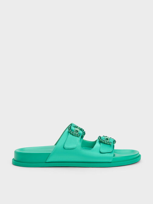 صندل بإبزيم مزخرف من البوليستر المُعاد تدويره, تركوازي, hi-res