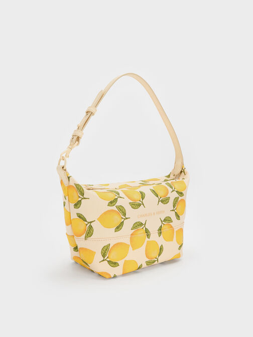 Amity Canvas Lemon-Print Hobo Bag, Butter Yellow, hi-res