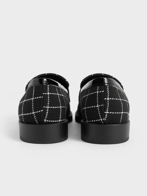 Marley Tweed Metallic-Accent Loafers, Black Textured, hi-res