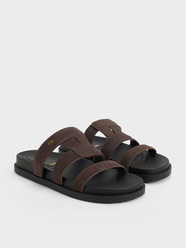 Petina Suede Flatform Sandals, Dark Brown Textured, hi-res