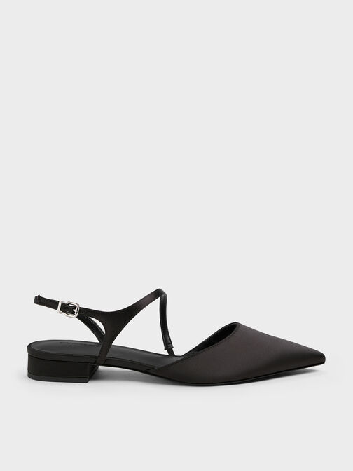 حذاء كورديليا المسطح ذو الكعب المفتوح المدبب, أسود خشن, hi-res