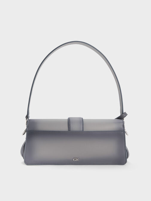 Gabine Leather Burnished Shoulder Bag, Grey, hi-res