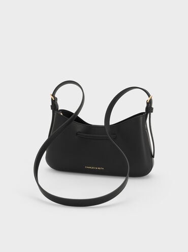 حقيبة كتف ميلا بعقدة معدنية, أسود, hi-res