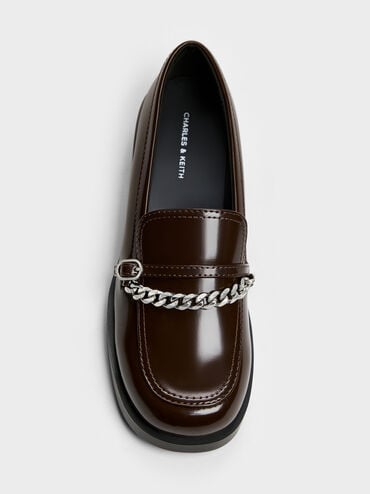 Georgie Chain Loafers, Dark Brown, hi-res