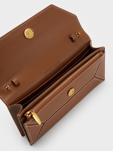 محفظة نسرين الهندسية الطويلة, شوكولاتي, hi-res