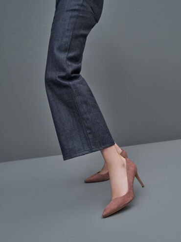 حذاء إيمي بكعب ستيليتو ومقدمة مدببة وملمس فاخر أنيق, موف, hi-res