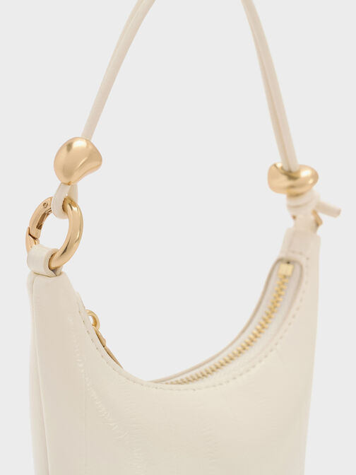 Micro Augustine Eel-Effect Chain-Handle Bag, Cream, hi-res