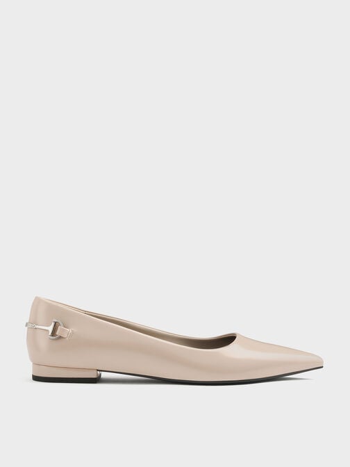 Erinna Metallic-Accent Pointed-Toe Flats, Sand, hi-res