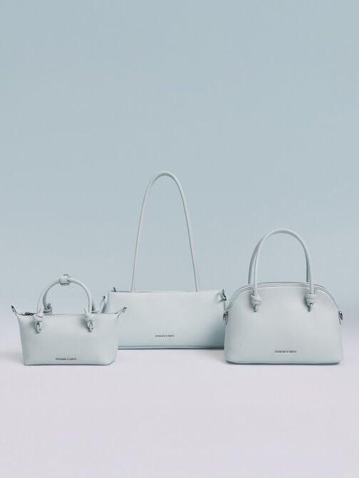 حقيبة توت بحمالة يد مزينة بعقدة, أزرق باهت مائل للرمادي, hi-res