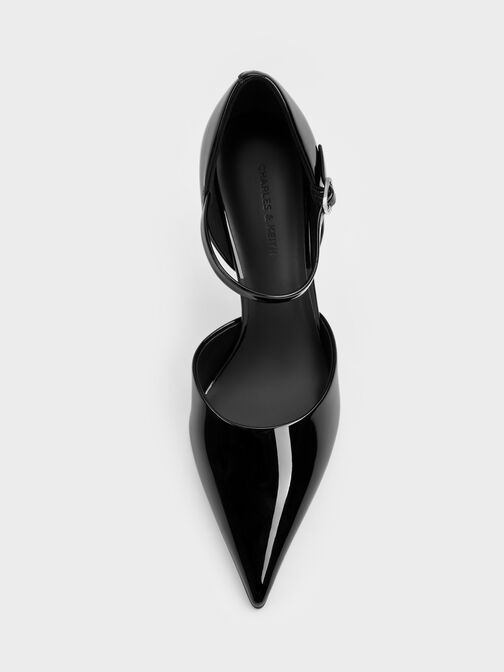 Patent Pointed D'Orsay Stiletto Pumps, Black Patent, hi-res