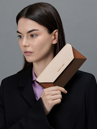 Nasrin Geometric Long Wallet, Multi Brown, hi-res