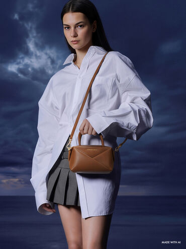 حقيبة بولينج هندسية من ميدوري, شوكولاتي, hi-res