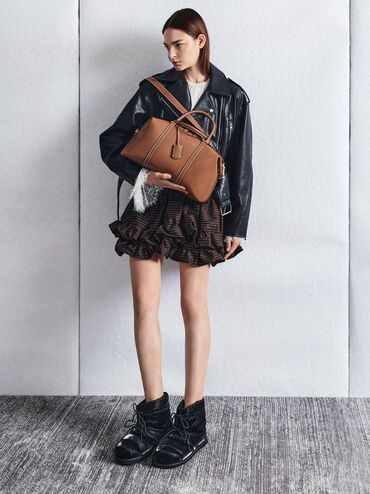 حقيبة بولينغ تشانس من الجلد المعاد تدويره, شوكولاتي, hi-res