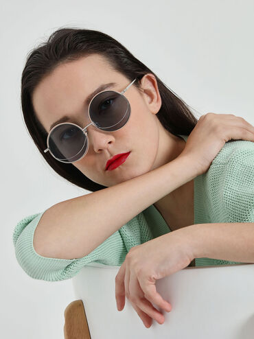 نظارات شمسية بإطار دائري, أزرق, hi-res