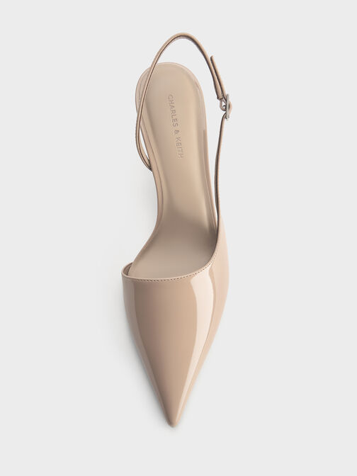 Patent Pointed Slingback Pumps, Taupe, hi-res