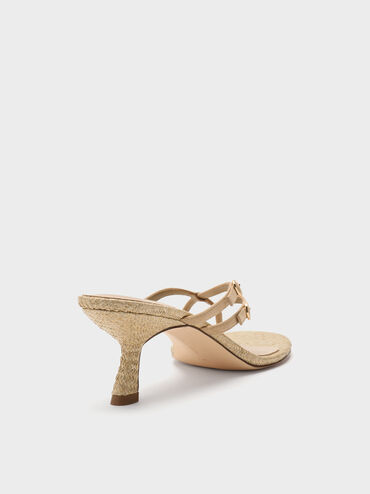 Faux Suede Crossover Toe-Ring Strappy Heels, Sand, hi-res